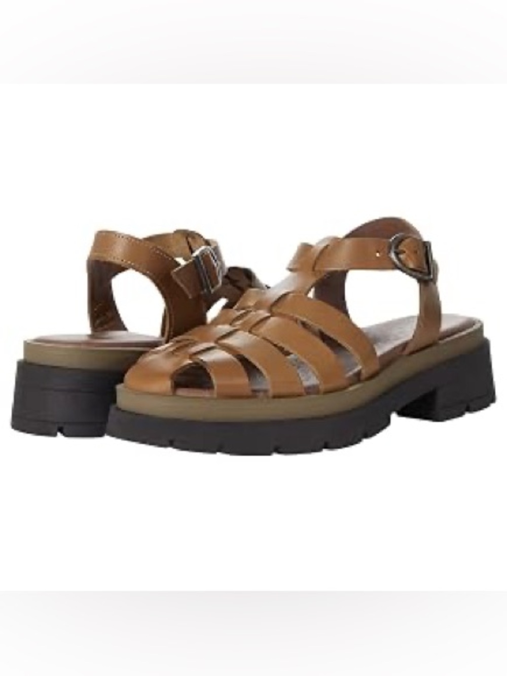 Free People Tan Woven Leather Fisherman Sandals